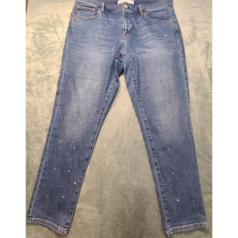 Gap 1969 Best Girlfriend Star Studded Jeans‎ Medium Wash 31R Slim Leg Mid Rise